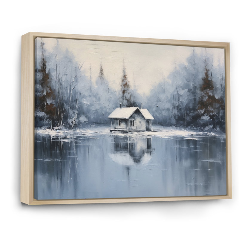 Cozy Snow Cabin III sur toile, Cadre naturel flottant, H 34 po x l 44 po x P 1,5 po