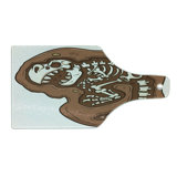 Ambesonne Dinosaur Tempered Glass Cutting Board T-Rex Fossil in Ground Brown White