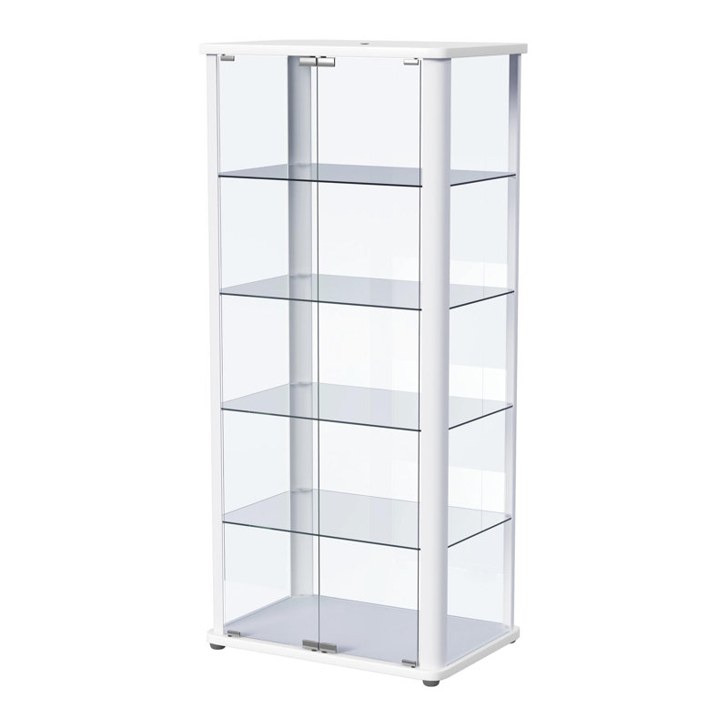 5-shelf Display Curio Cabinet with LED Lighting, Blanc