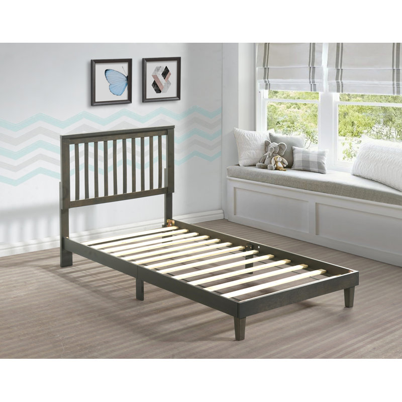 Slat Bed, Gray, Twin XL