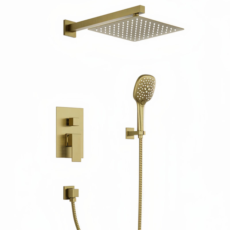Système de douche Crozet à pression équilibrée avec pomme de douche à pluie de 10 pouces et douchette à 3 jets (valve incluse)