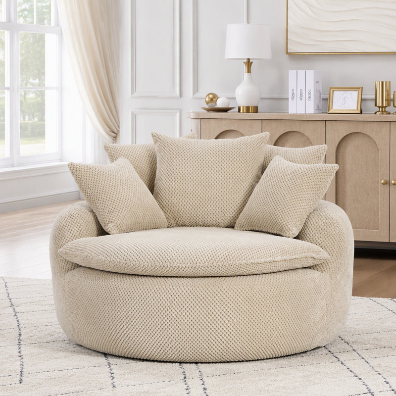 Chaise longue surdimensionnée avec repose-pieds, Tissu taupe, 2