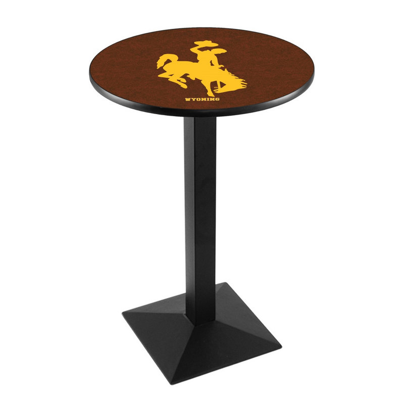 Round Metal Base Dining Table, Black Wrinkle, University of Wyoming