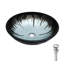 Lavabo de salle de bain en verre trempé avec bonde escamotable, lavabo ovale, dégradé de gris, idéal pour différentes pièces, bonnes bordures lisses artistiques, installation au-dessus du comptoir, drainage et