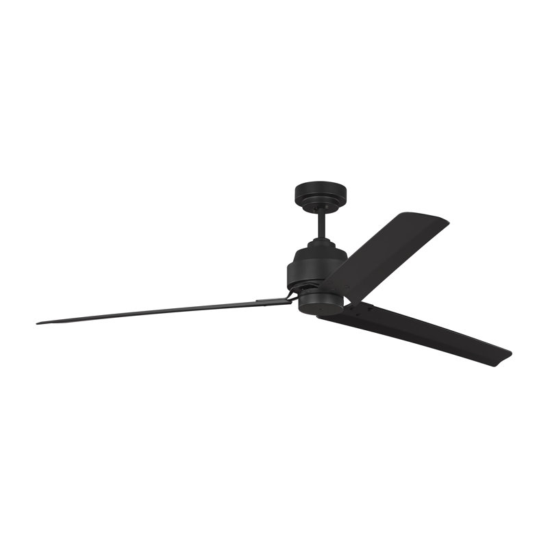 Ventilateur de plafond à 3 pales 68 pouces avec télécommande Saxony, Noir minuit avec pales noires