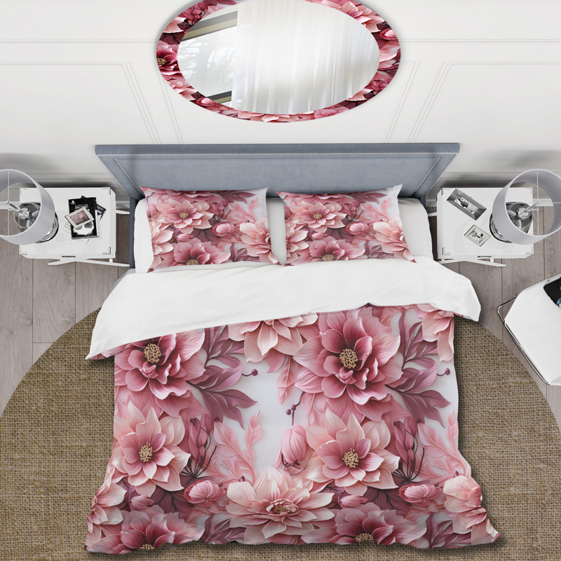 Ensemble de housse de couette Floral Petal Rose Glamour Elegance, Housse de couette pour très grand lit et 2 très