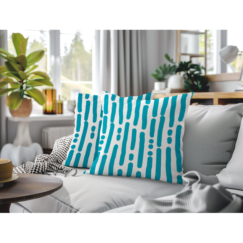 Oreiller réversible intérieur / extérieur Adora, 20 x 20, Turquoise