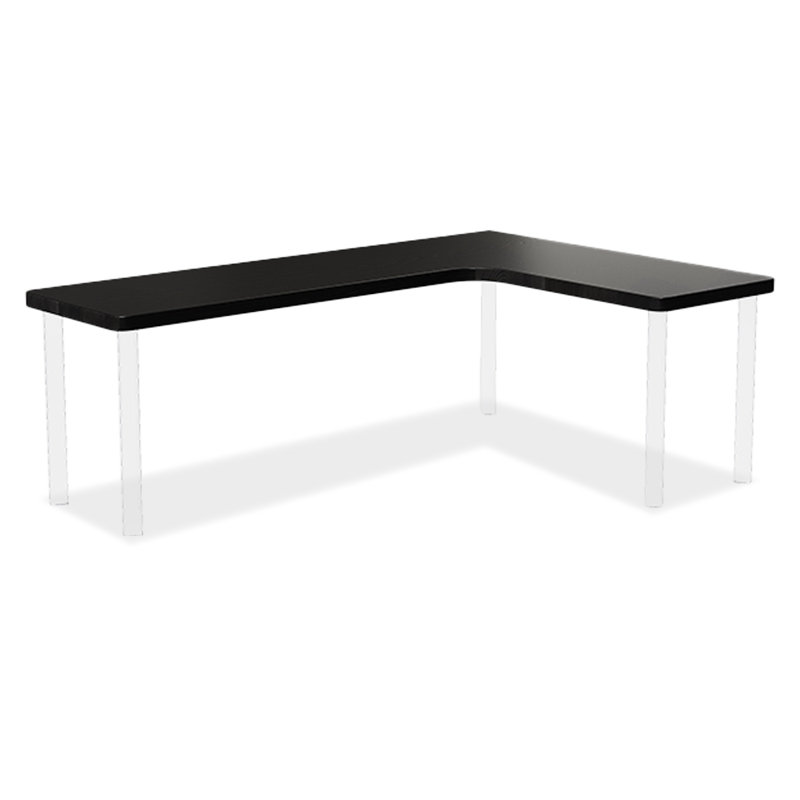 Bureau en L noir en bois massif, H 29,53 po x l 55,12 po x P 47,24 po