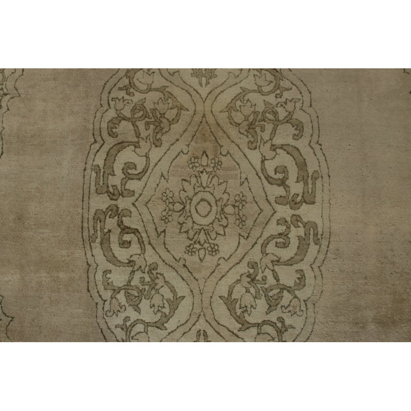 Wool Oriental Area Rug in Beige/Brown, Gray/Silver, Green