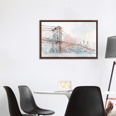 Blushing Brooklyn Bridge by Isabelle Z - Print on Canvas