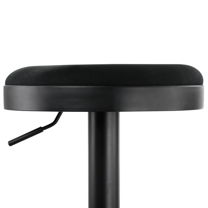 Corrigan Studio® 2 Piece Backless Adjustable Fabric Bar Stool In Black With Black Base