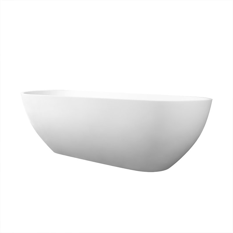 68.9 Inch Freestanding Solid Surface Soaking Bathtub For Bathroom,White, Matte White