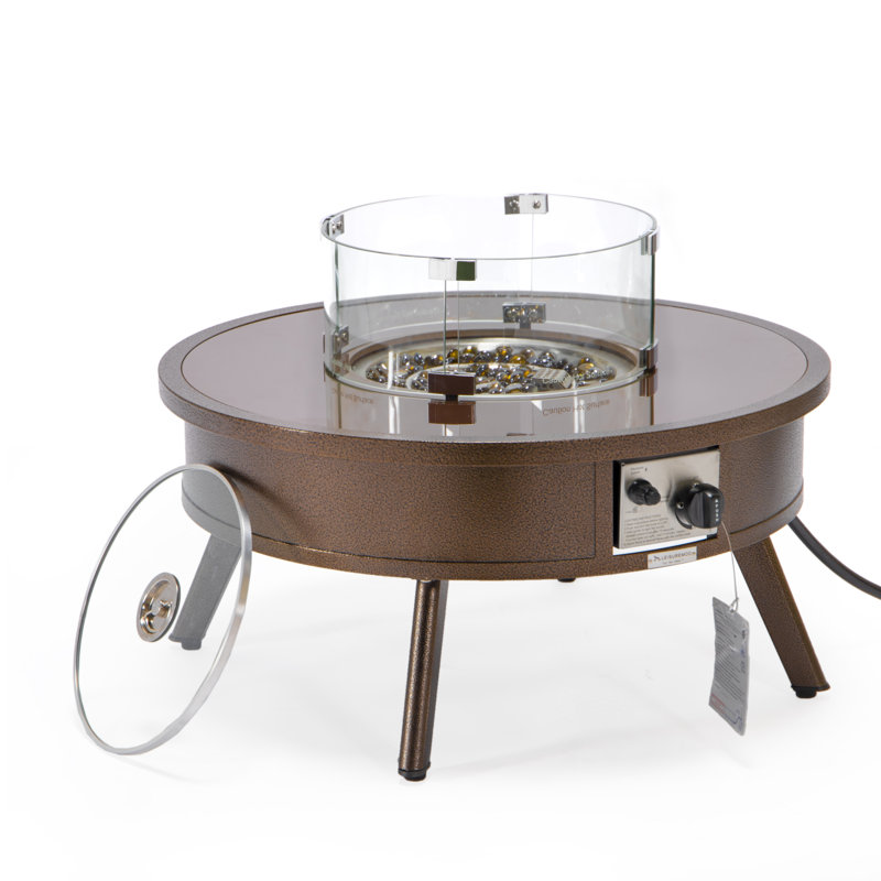 Kliyah Round Propane Smokeless Fire Pit Table, Brown