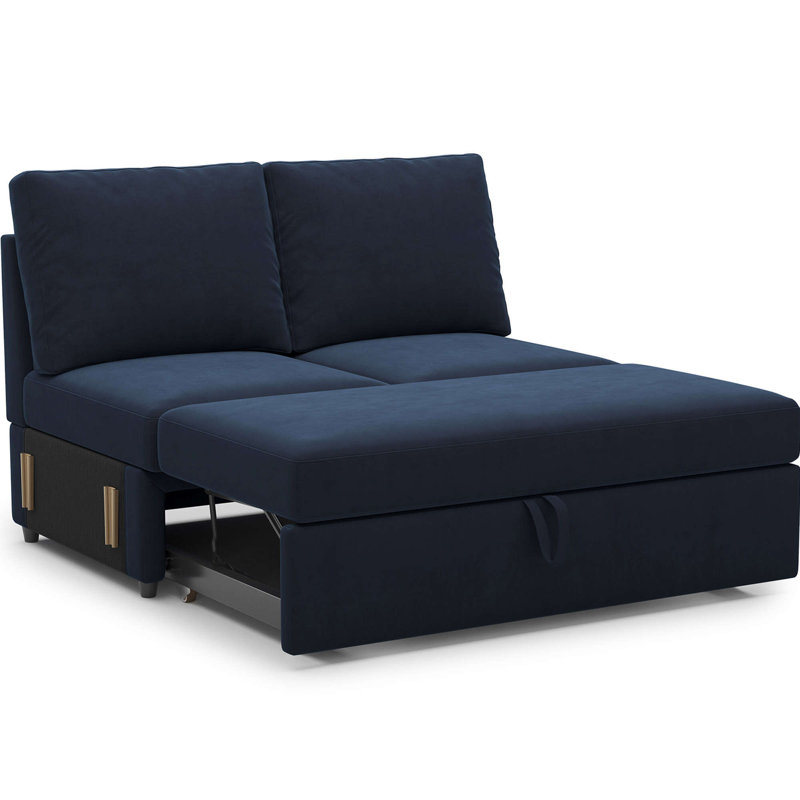 Module de divan-lit gigogne sans accoudoirs, Blue Velvet