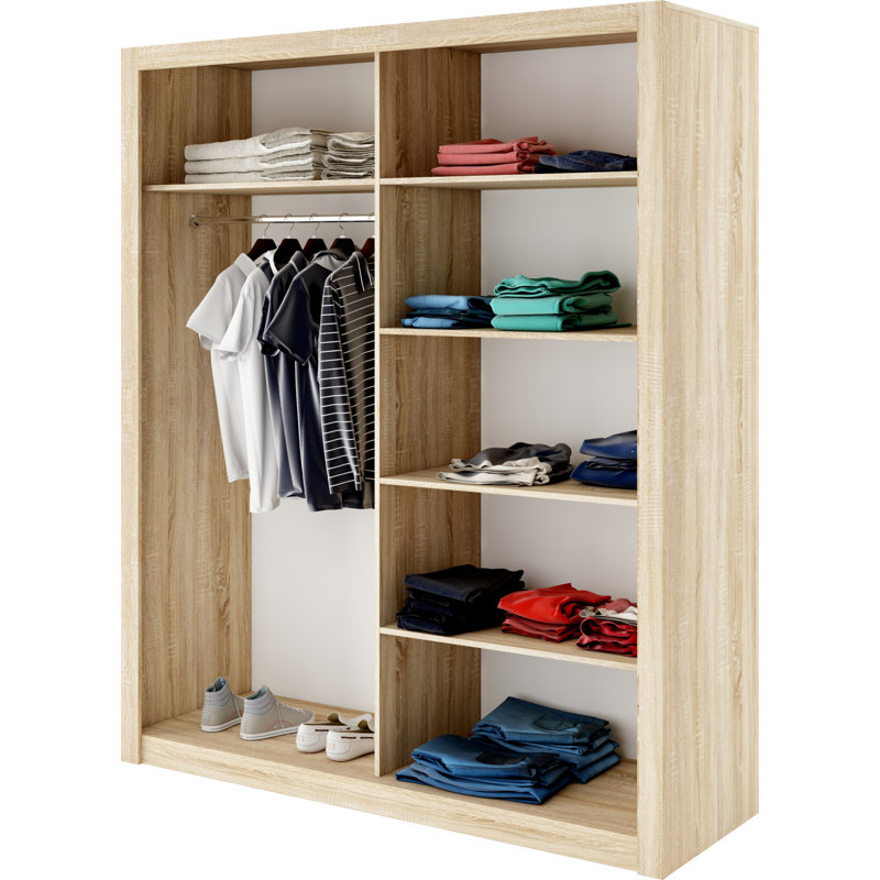 Gravelle 2 Door Manufactured Wood Wardrobe, Oak San Remo