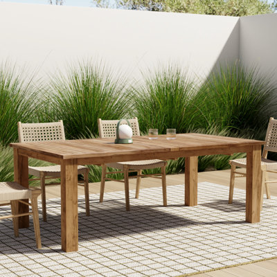 Tribeca Rectangular Teak Extendable Outdoor Dining Table With Umbrella Hole , 120'' in. W 42'' in. D