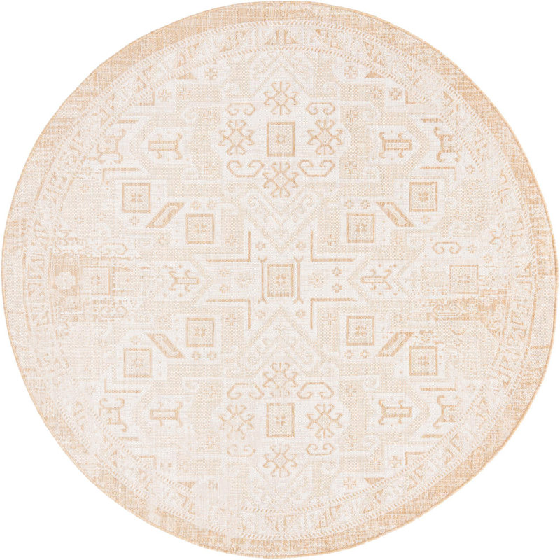 Tapis d'extérieur couleur ivoire Chand, Rond 7 pi 10 po