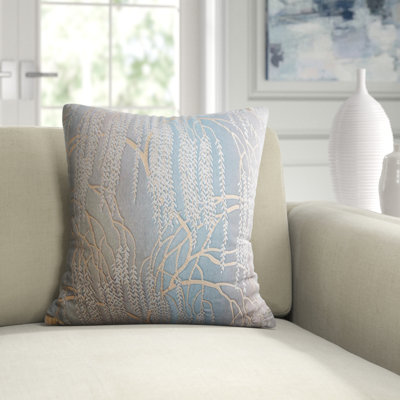 Willow Metallic Square Velvet Pillow Cover & Insert