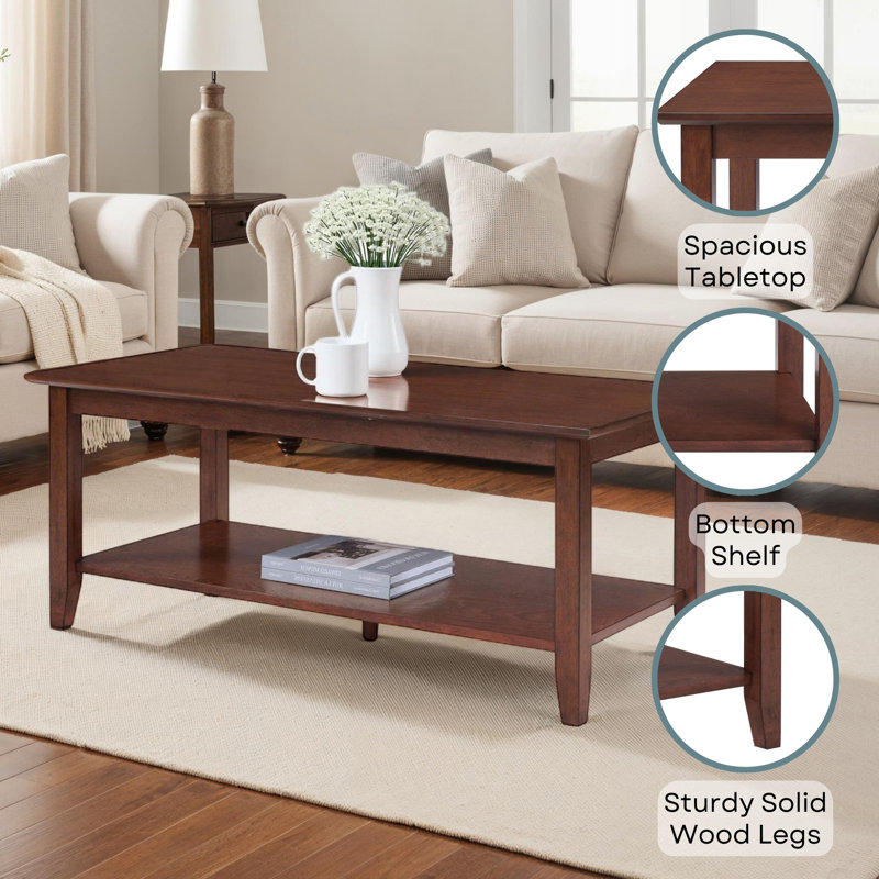 Winston American Heritage Rectangle Coffee Table with Shelf, Espresso