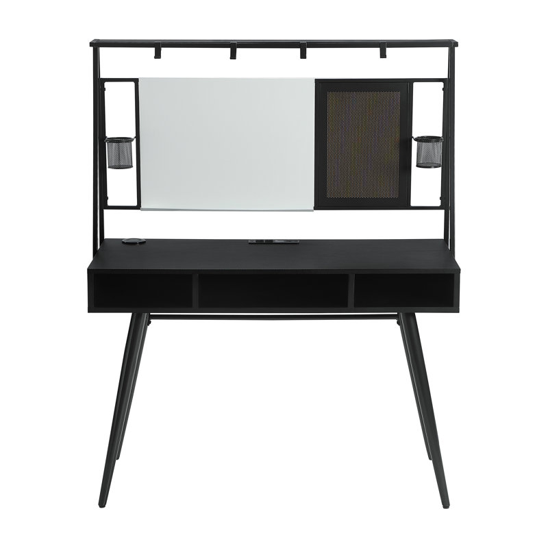 Metal Base Writing Desk with Power Outlet