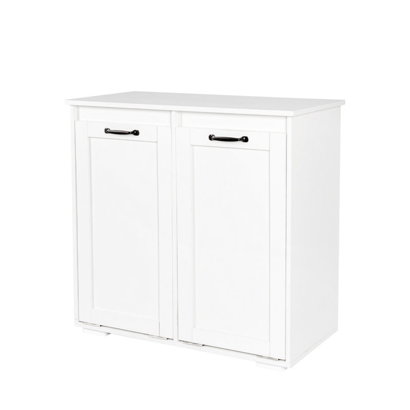 White Laundry Storage Cabinet With Handles - Easy To Transport Spacious Bags Accommodate All Your Construction Use 15.97 In. Width