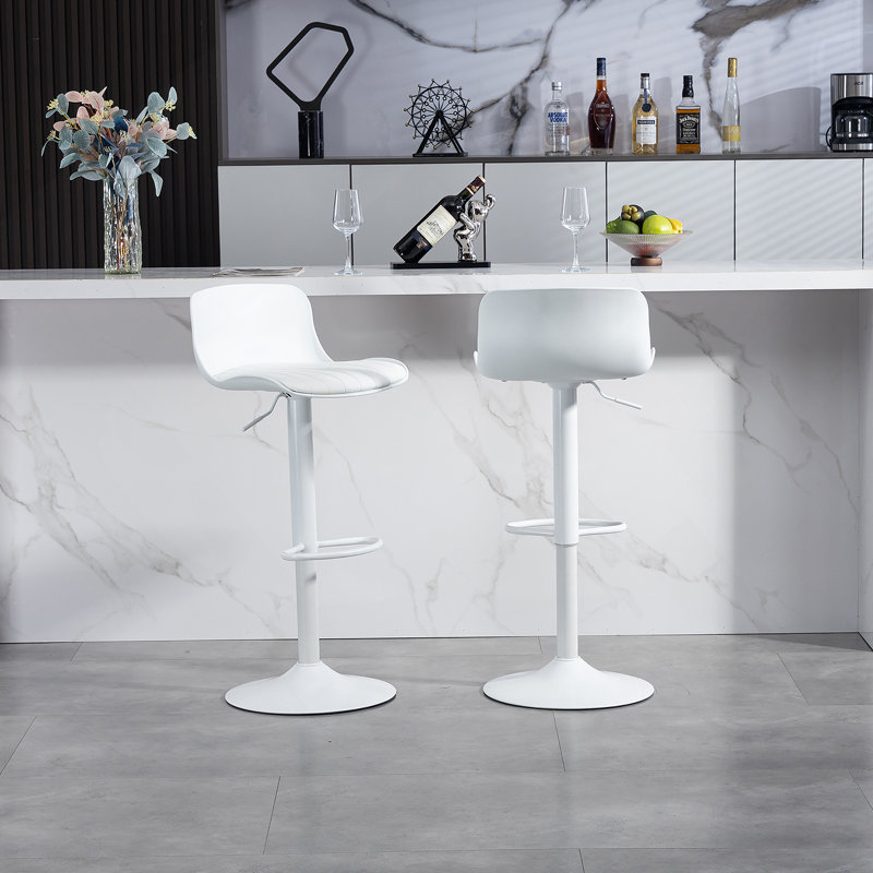 Ensemble de 2 tabourets de bar réglables modernes en cuir synthétique avec dossier ergonomique et base en métal robuste pour îlot de cuisine
