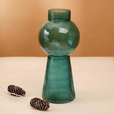 Modern Funnel Flare Glass Large Vase – 5 X 12 Inch  Elegant Tall Decorative Vase For Home, Office & Events   Perfect For Floral Arrangements, Centerpieces & Stylish Décor