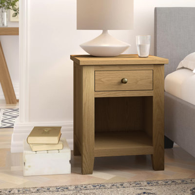 North Castle 48cm W Solid Wood Bedside Table