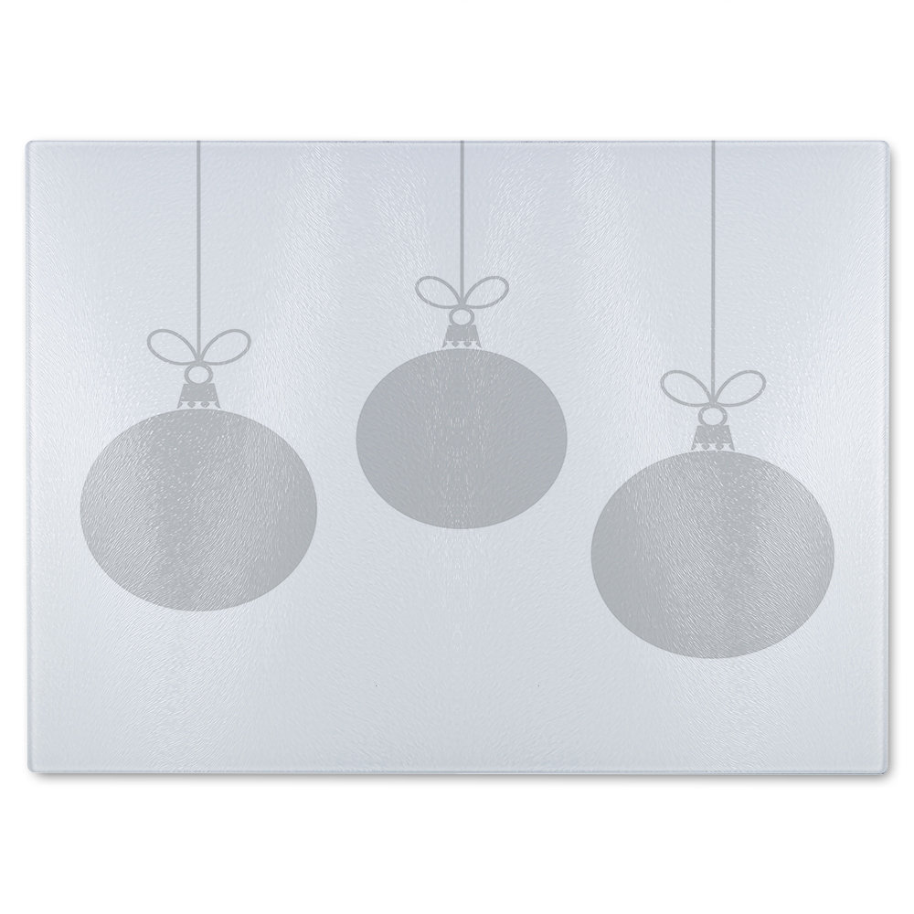 Three Hanging Christmas Baubles Dining Glass Chopping Board