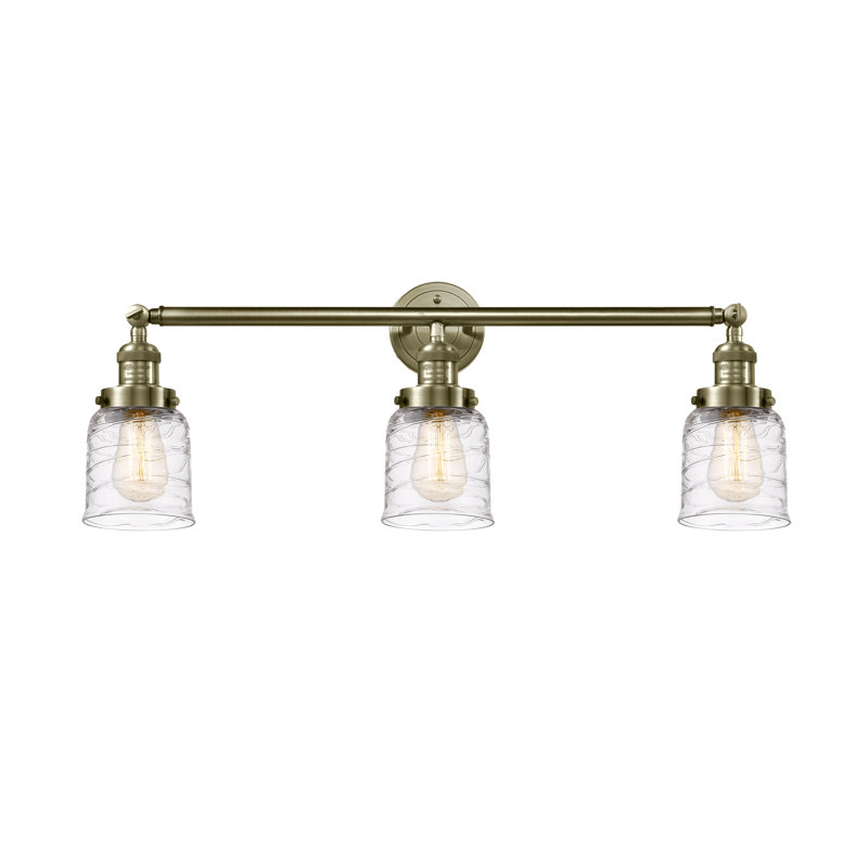 Barre d'éclairage de salle de bain à 3 lumières à intensité variable, Laiton antique