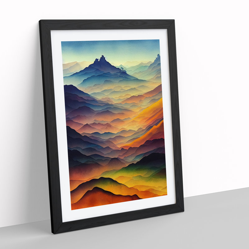 Mountain Landscape No.4 - Single Picture Frame Print, Black, 64cm H x 46cm W x 2cm D