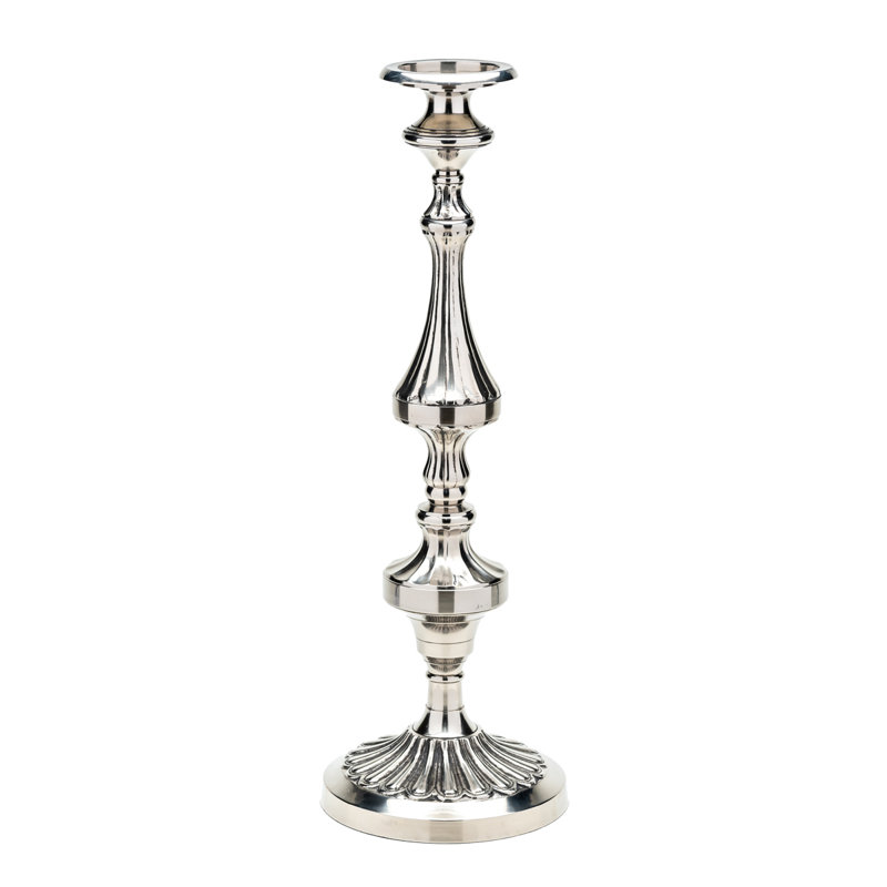 Porte-bougie cannelé argent antique
