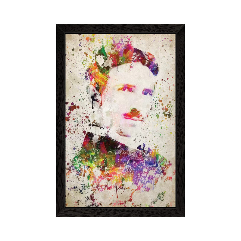 'Nikola Tesla' by Aged Pixel - Floater Frame Graphic Art Print on Canvas, Black Framed, 66.04 cm H x 45.72 cm W