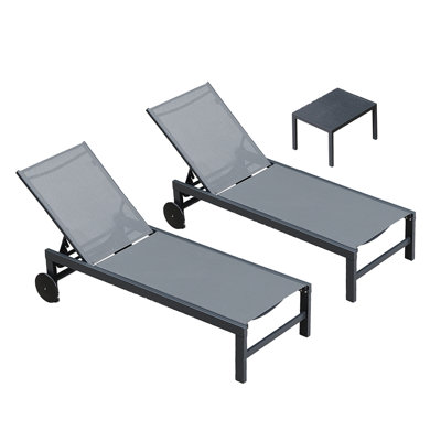 Reclining Chaise Lounge Set With Table