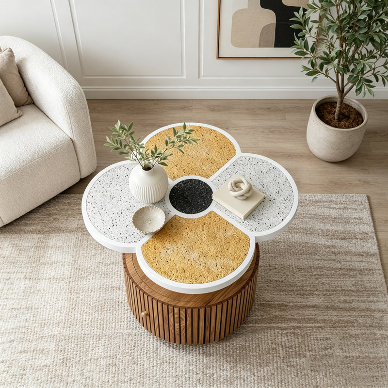 Table d'appoint à quatre feuilles Clover, Natural