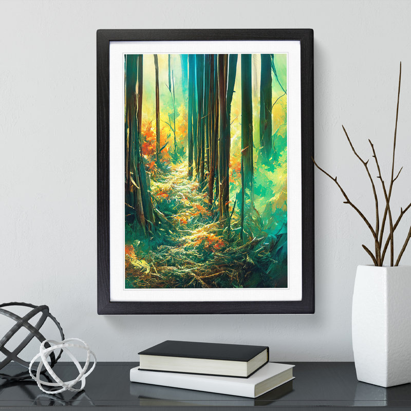 Painted Forest No.4 - Single Picture Frame Painting, Black Framed, 46cm H x 34cm W x 2cm D