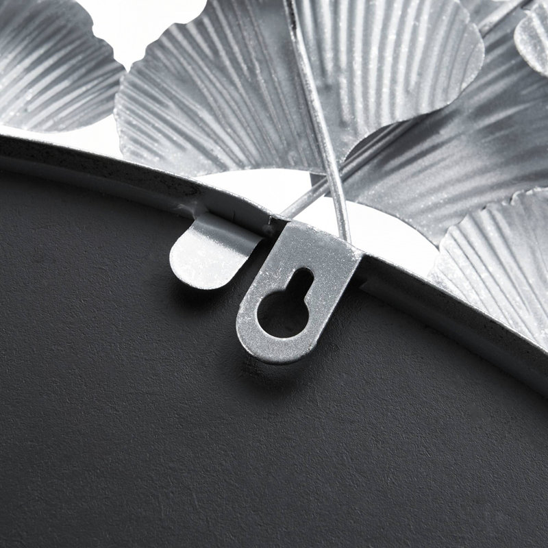 Miroir mural rond 30,5 "Gingko, Argent argent