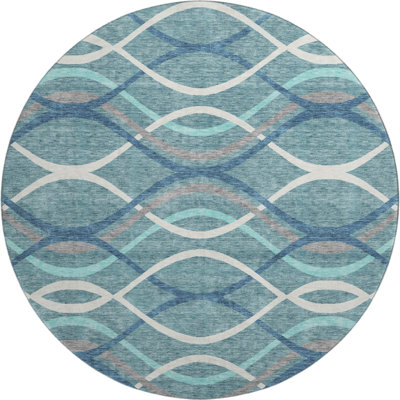 Premium Machine Washable Prisco Teal Rug