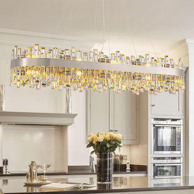 Mansimran Dimmable 16/20-Light Crystal Chandelier, Modern Square/Rectangle Chandeliers