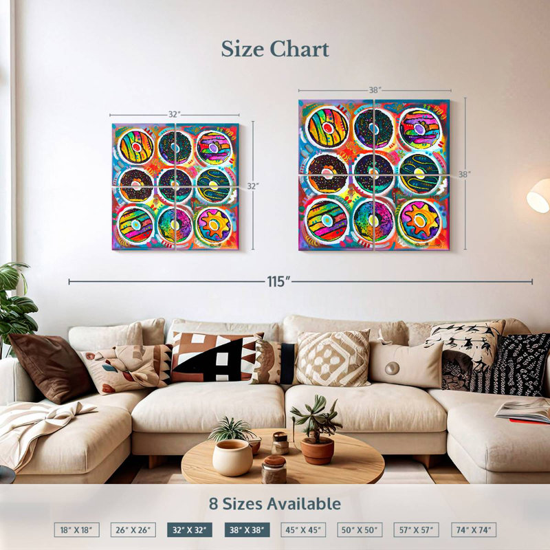 Yarlin Doughnuts Patterns, 38" H x 38" W