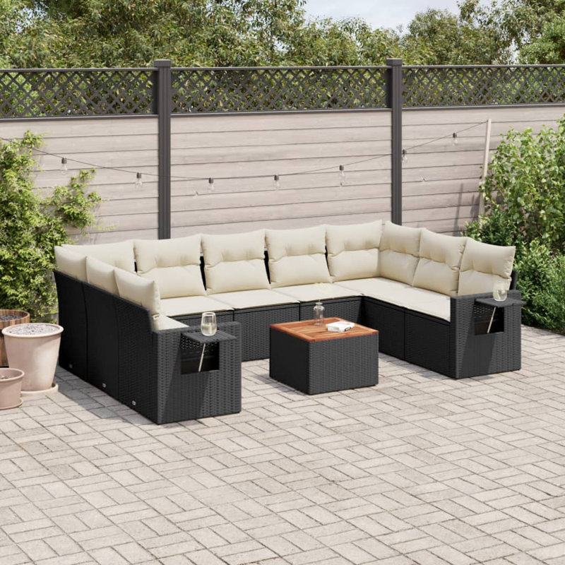 Ensemble de canapé de jardin Vidaxl noir et blanc crème