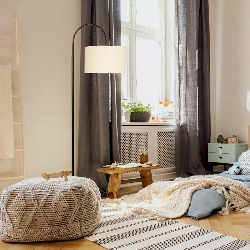 Nora 68 in. Mid-Century Modern Adjustable LED Floor Lamp with Fabric Drum Shade