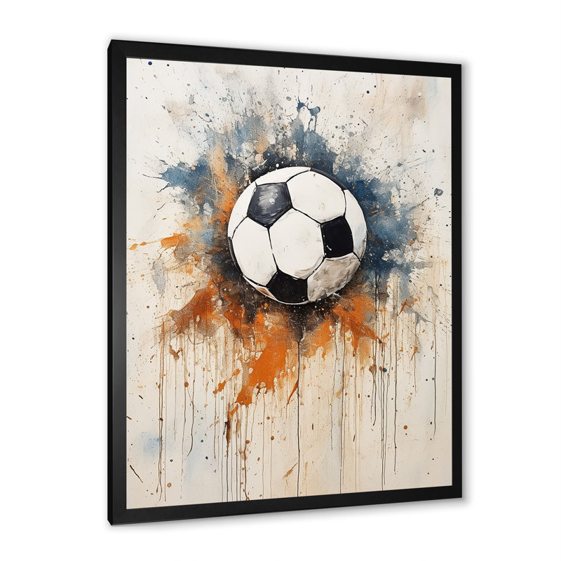 Ballon de soccer beige Wolrd Cup, Cadre photo noir, H 20 po x l 12 po x P 1 po