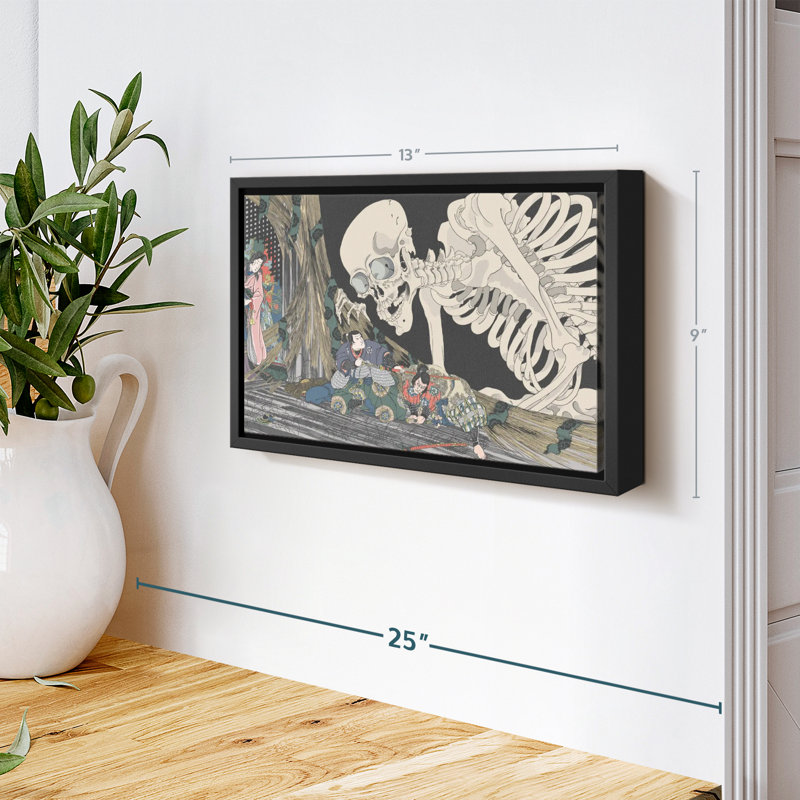 Impression sur toile de squelette japonais, H 9 po x l 13 po