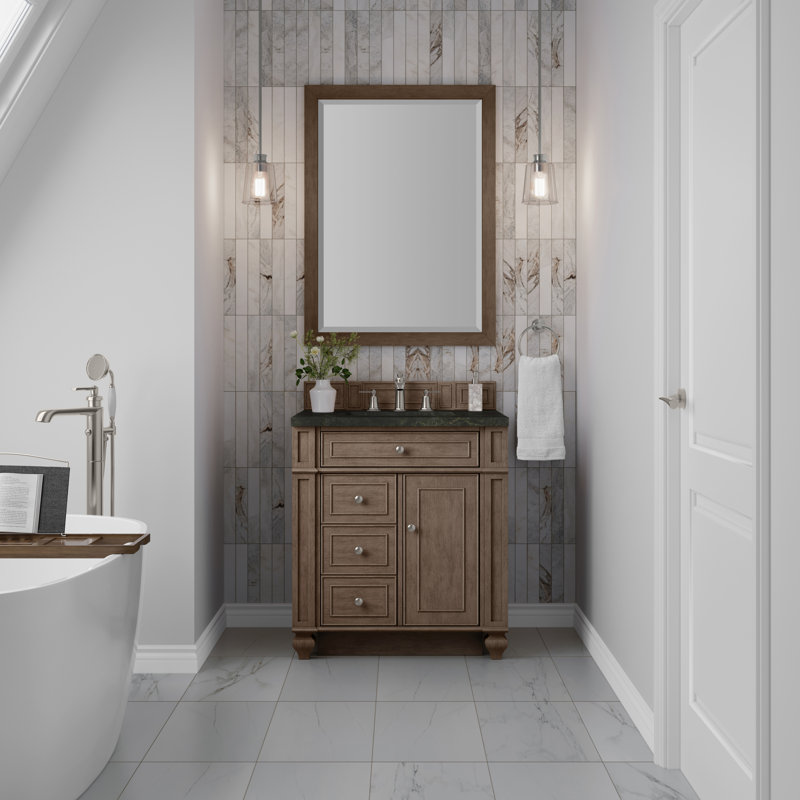 Bristol 30'' W Single Vanity, Whitewashed Walnut, 8" Widespread, Phantome Eclos