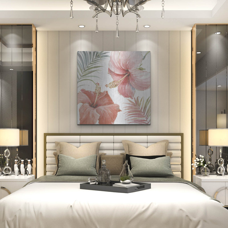 «Tropical Blush III» par Lisa Audit, art mural en métal, H 36 po x l 36 po