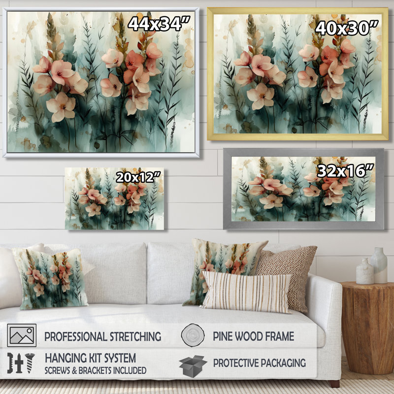 Morning Dew of Herbs In Winter - Herbes, art mural, H 12 po x l 20 po, Reproduction encadrée d'une seule photo, Argent argent