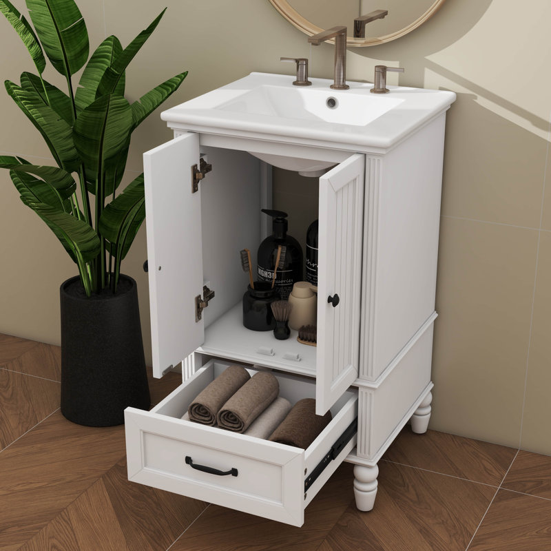 Meuble-lavabo de 20 pouces avec lavabo, portes à fermeture en douceur et tiroir
