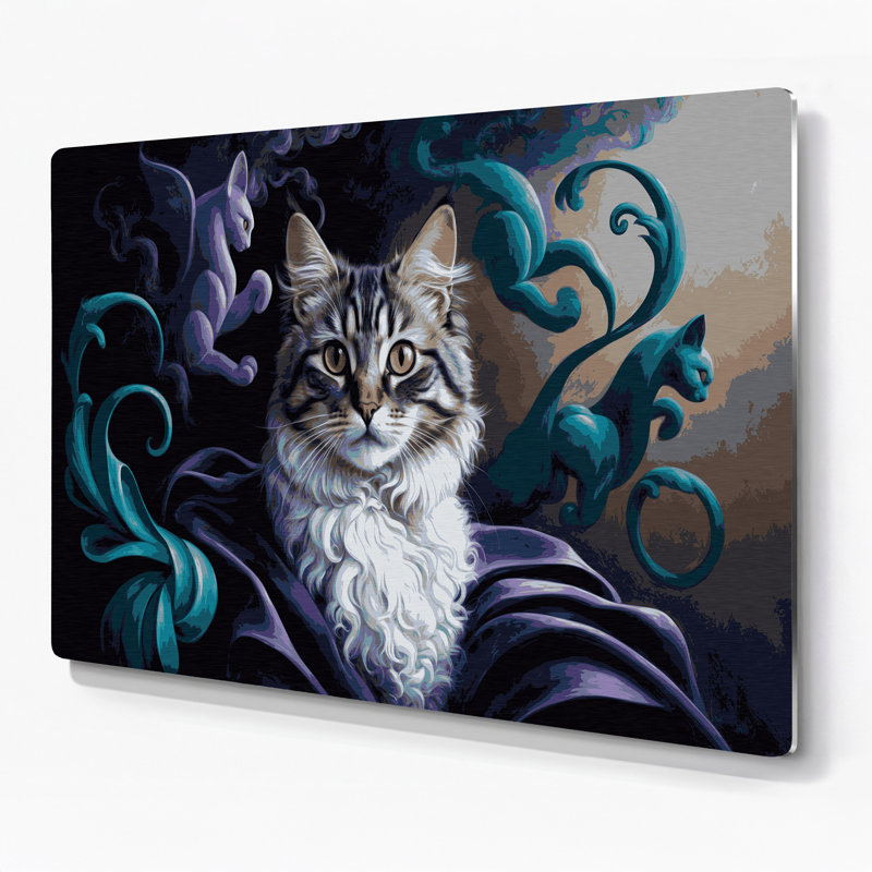 Cats Foldex, art mural gris en métal, H 12 po x l 18 po