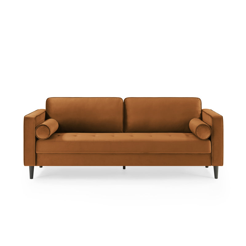 Jeses 207Cm Square Arms Sofa, Curry Velvet